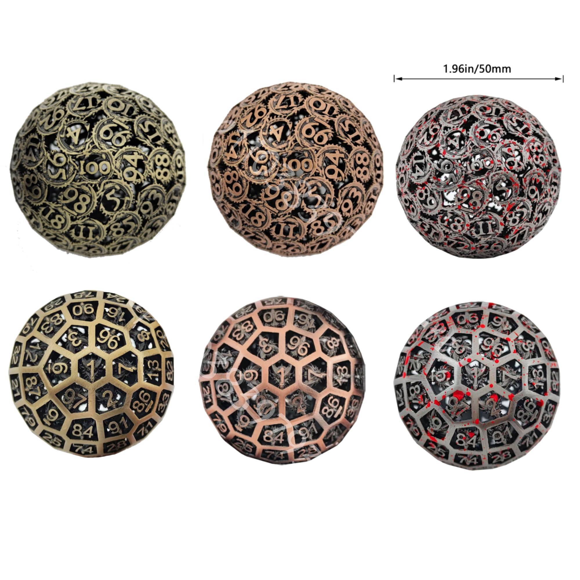 Board Game Ludo - Hollow Dice D100 Metal DND Dice