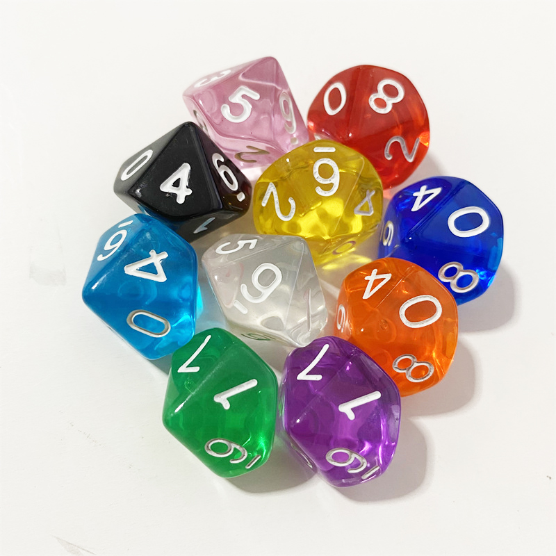 Board Game Digital - 50PCS/lots Colorful Transparent D10 (0-9) Dice