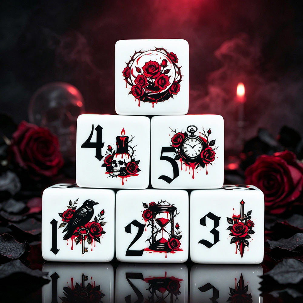 12Pcs Gothic Rose 16MM Printed - Board Game Live recension och pris