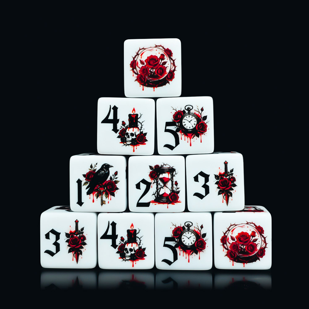 12Pcs Gothic Rose 16MM Printed - Board Game Live recension och pris