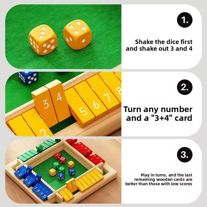 Box Game Wooden Dice Four-Side - Board Game Flip 7 recension och pris