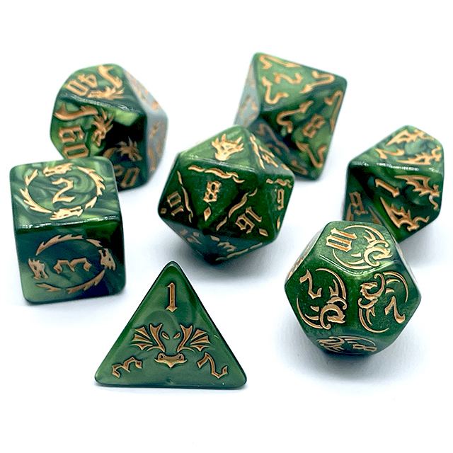 7Pcs Green Swirl Acrylic DND D - Board Game Live recension och pris