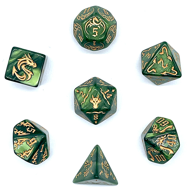 7Pcs Green Swirl Acrylic DND D - Board Game Live recension och pris