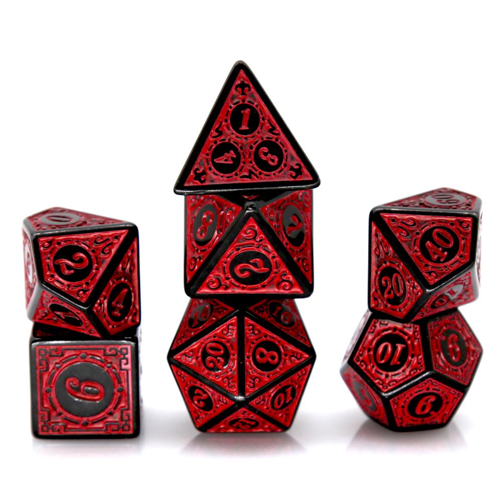 7Pcs Black Red Acrylic Polyhed - Board Game Live recension och pris