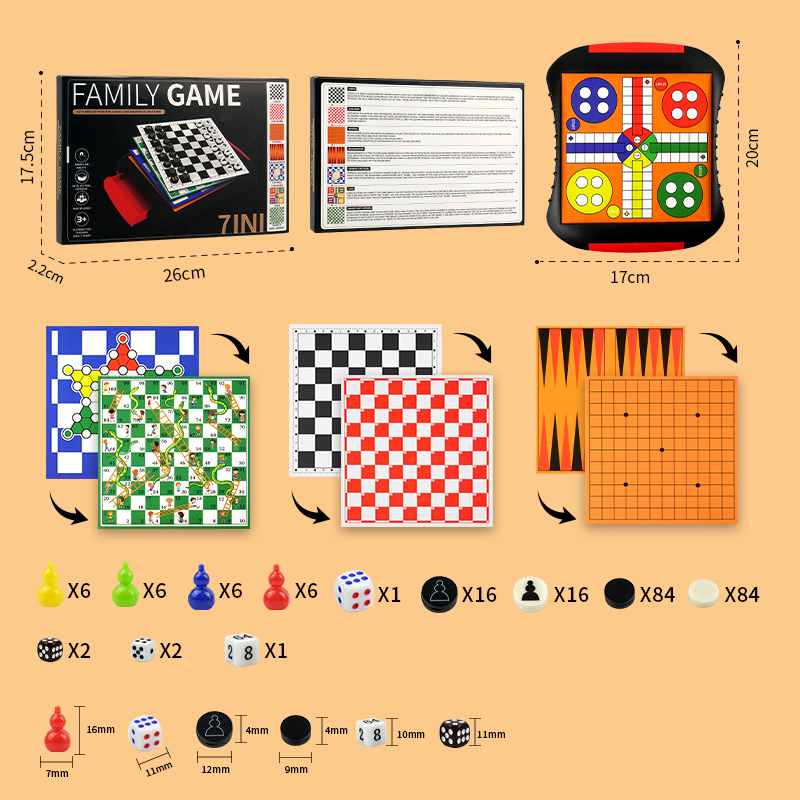 3-in-1/5-in-1/7-in-1 Board Gam - Board Game Ludo recension och pris