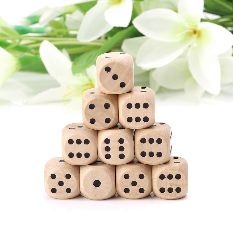 10Pcs Wooden 6 Sided D6 Faces  - Board Game Digital recension och pris